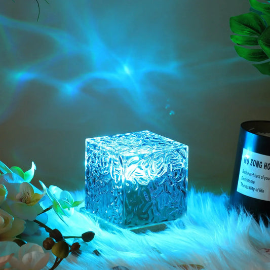 Experience Enchantment: Ocean Wave Projector Night Light with Rotating Flame Effect & 16 Mesmerizing Colors